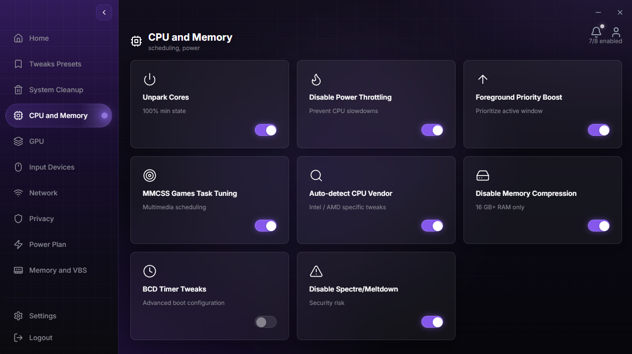 DuckyTech CPU and memory tweaks