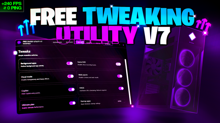 Best *FREE* PC Optimization Tool (Free Ducky Utility V7) | Boost FPS, System Cleaner & More!