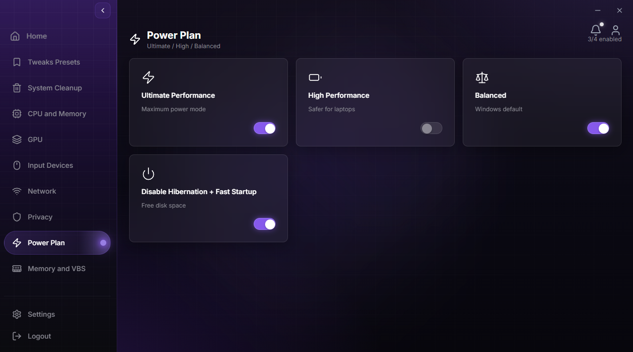 DuckyTech power plan settings
